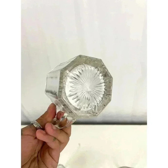 VTG 3 Pc Clear Glass Cup Small Pitcher Jar with Lid Avon Crystal - Picture 9 of 16